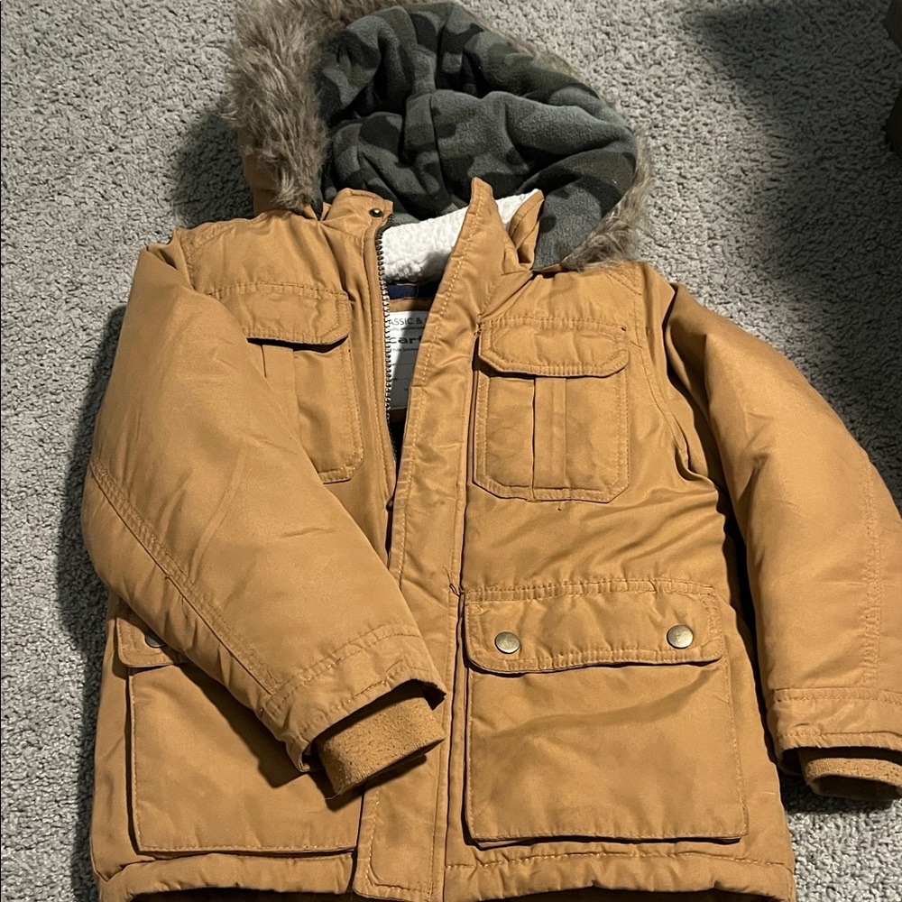 Carter's Brown Hooded Jacket with Camo Lining